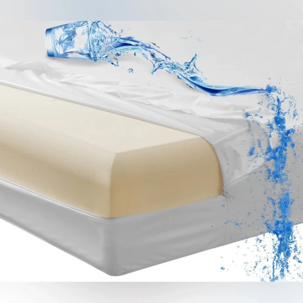 2 Zippered Mattress Protectors Fully-Encased Waterproof Cotton Bed Covers, 2 Pcs